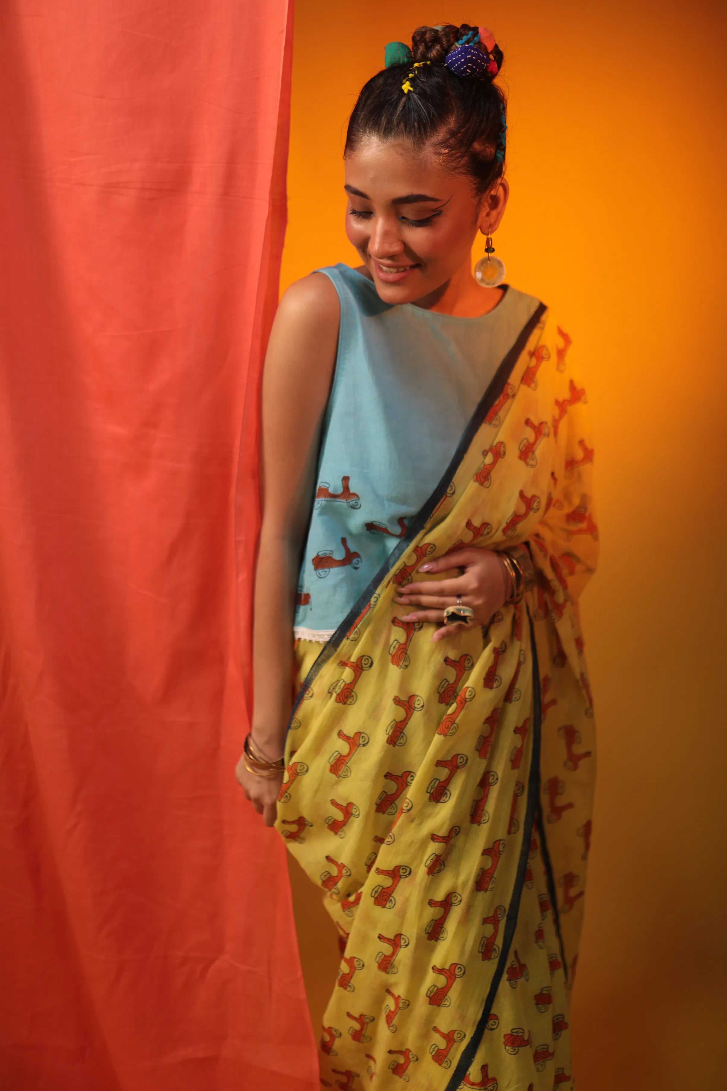 Linen Nandi Saree | Chakra clothing, Saree, Yellow linens