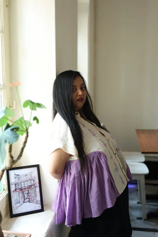 Lilac Rows Handspun Handwoven Cotton Shirt