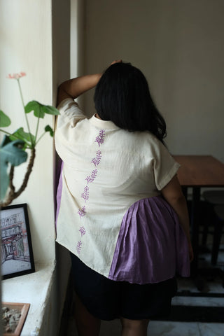 Lilac Rows Handspun Handwoven Cotton Shirt