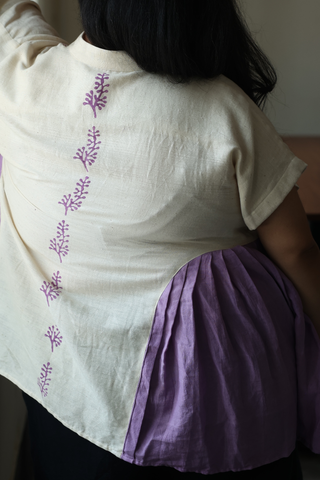 Lilac Rows Handspun Handwoven Cotton Shirt