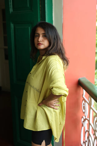 Not in My House Oversized Handloom Organic Cotton Shirt