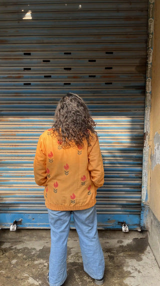 Petal Pop Handwoven Handspun Cotton Bomber Jacket