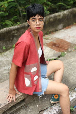 Lunar Eclipse Handspun Handwoven Cotton Kimono Shirt